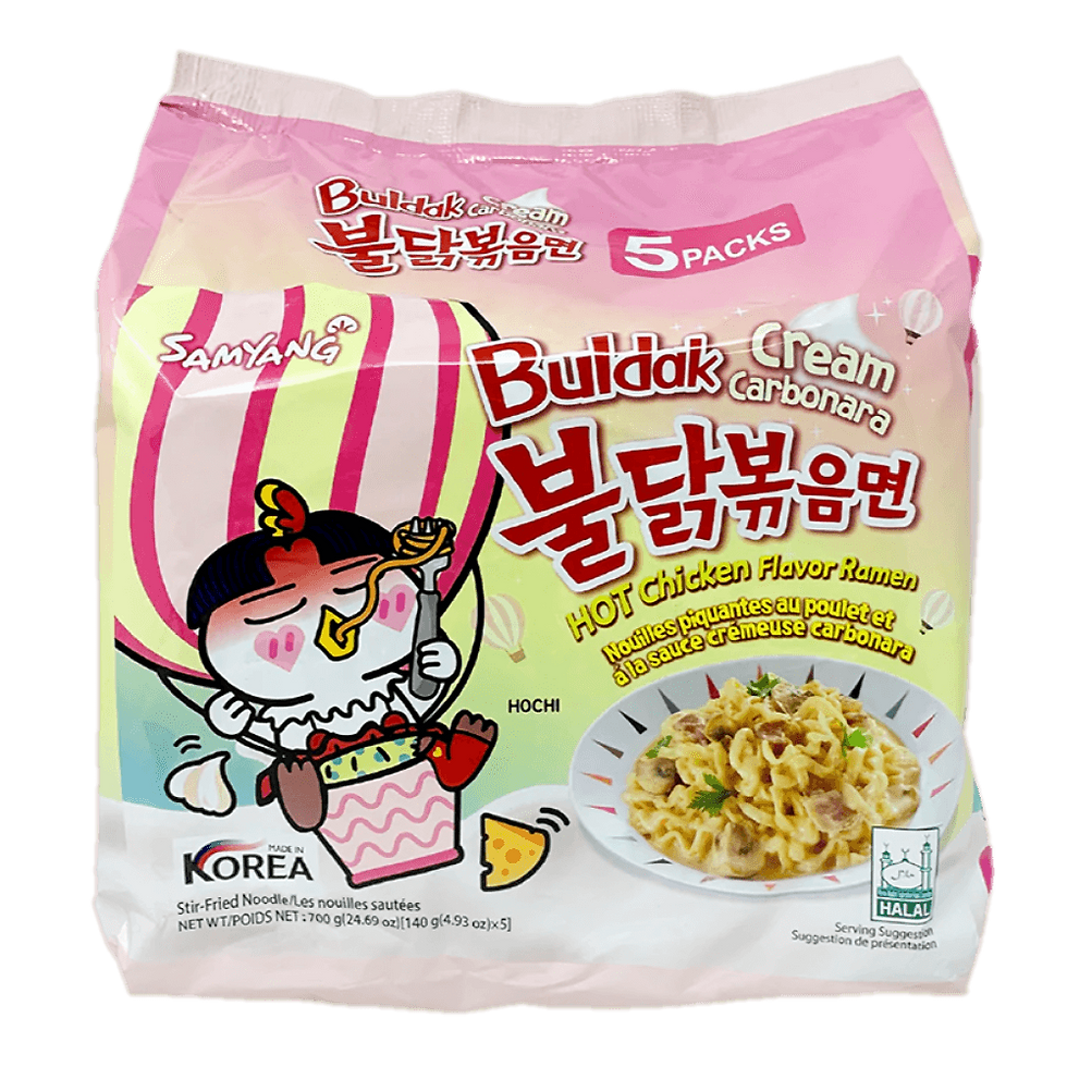Thumbnail: Samyang Cream Carbonara Hot Chicken Flavor Ramen – 4.93 oz (140 g) × 5 Pack
