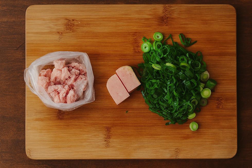 Spam and sliced onion
