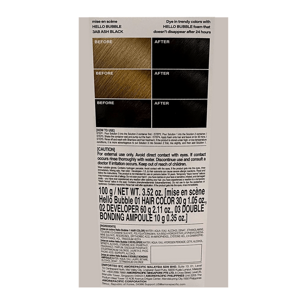 Thumbnail: Mise en Scene Hello Bubble Hair Dye – 3AB Ash Black (3.52 oz / 100 g)