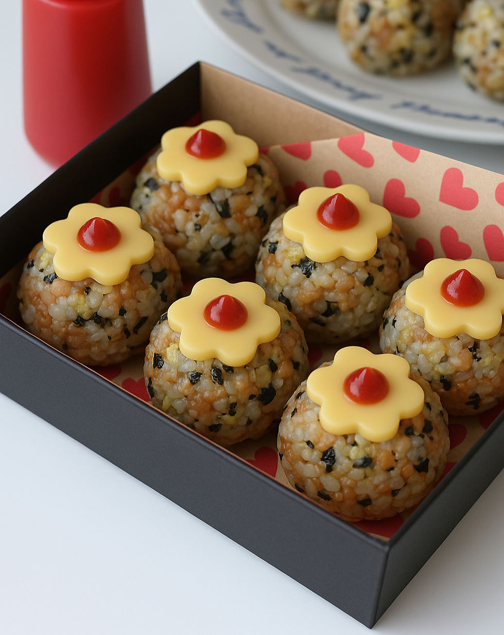 Korean Spam Mayo Cheese Flower Rice Balls Bento
