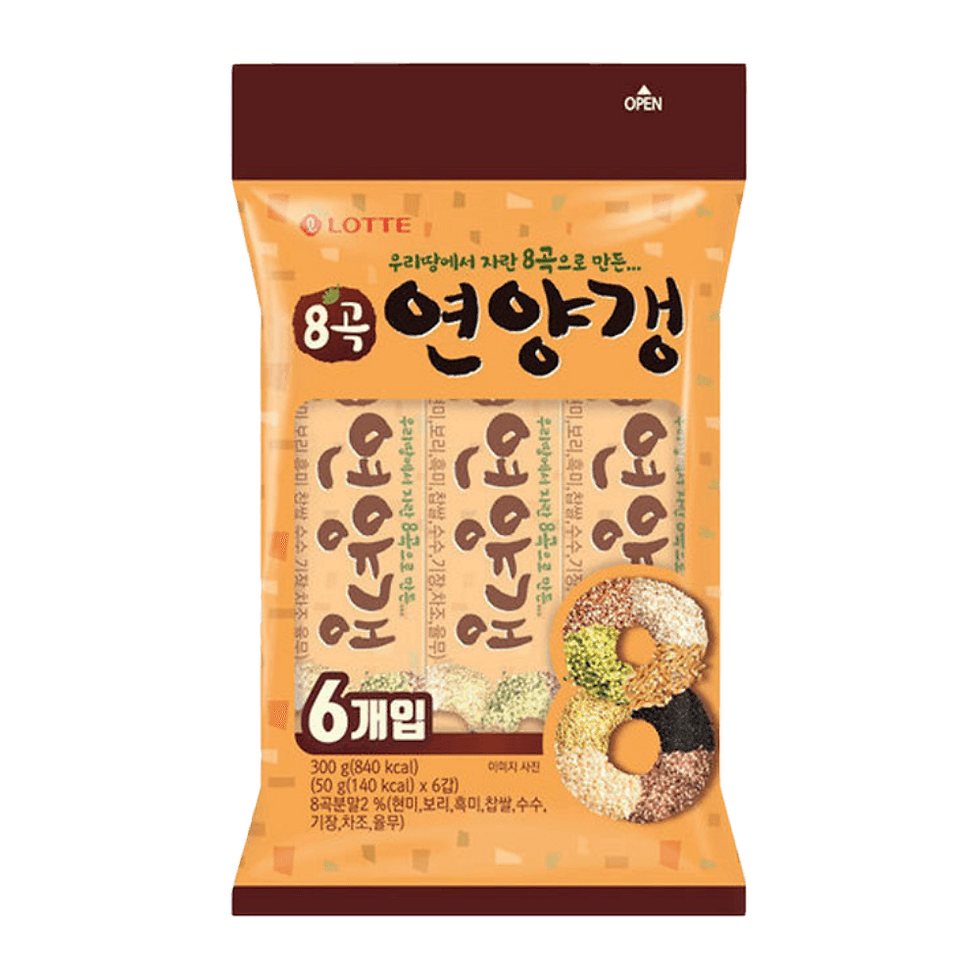 Lotte 8 Grains Red Bean Paste Bar Multi‑Pack – 1.76 oz (50 g) × 6 packs