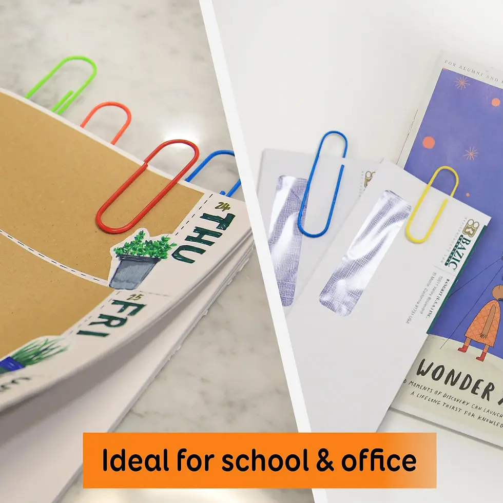 Basic Mega Paper Clips BAZIC Paper Clips (100mm) Mega Color (10/Pack) | MyFreshDash