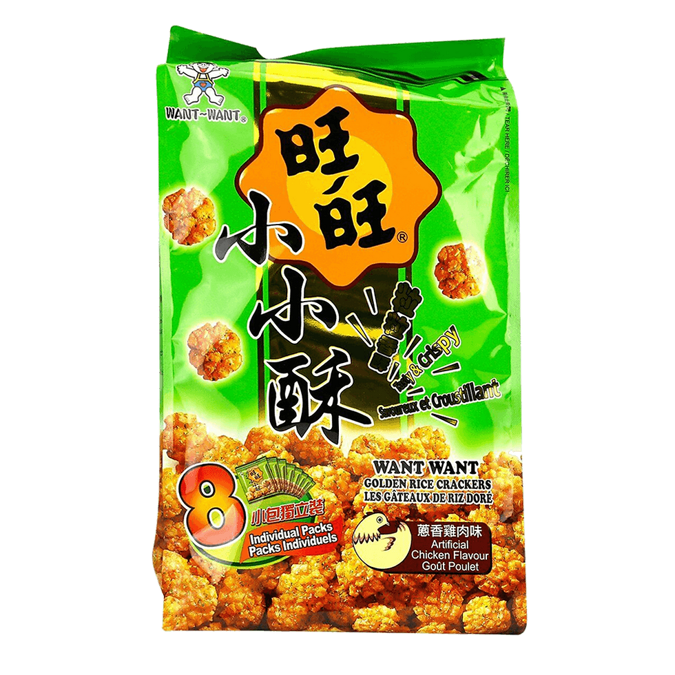 Want Want Golden Rice Crackers (Artificial Chicken Flavor) – 5.64 oz (160 g)