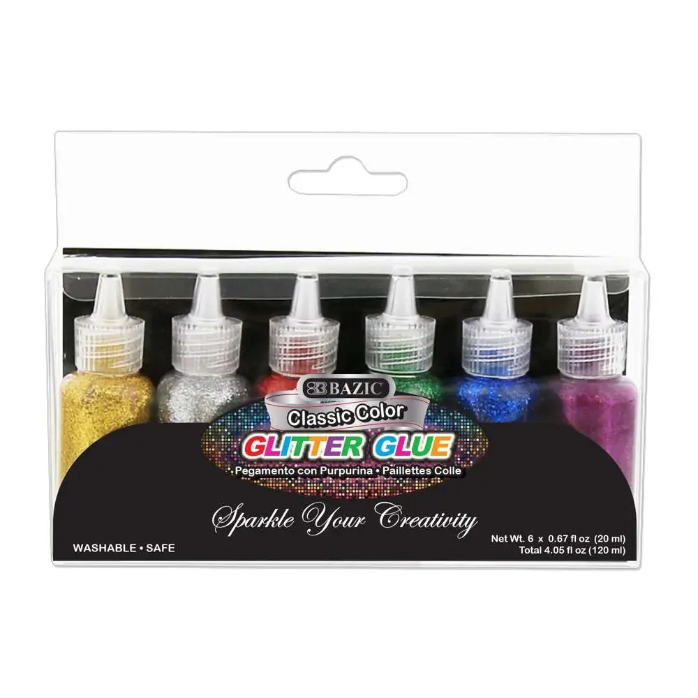 BAZIC Glitter Glue 20 mL (6/Pack) Classic Color