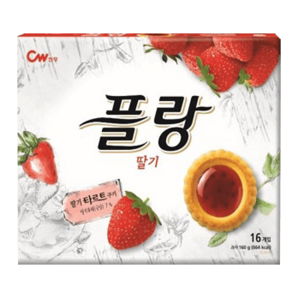 Chung Woo Flan Strawberry-Flavored Tart Cookies – 5.64 oz (160 g)