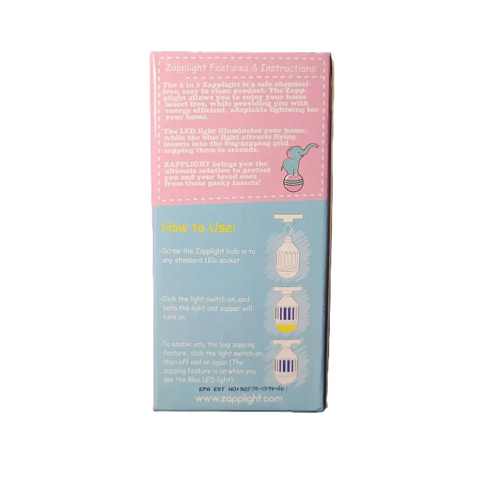 Thumbnail: Zapplight Insect Bug Zapper Night Dual Light Bulb – Pink