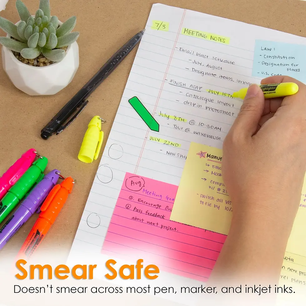 Thumbnail: BAZIC Mini Fluorescent Highlighter w/ Cap Clip (6/Pack)
