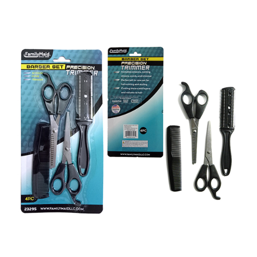 Barber Set 4-Piece – 6" Scissor, 5" Scissor, 5" Comb