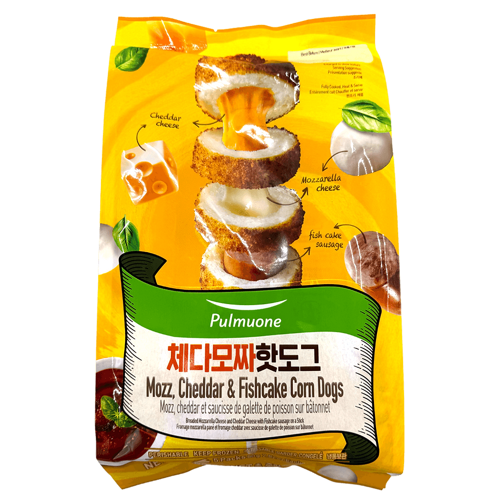 Pulmuone Mozzarella, Cheddar & Fishcake Corn Dogs – 14.1 oz (400 g)