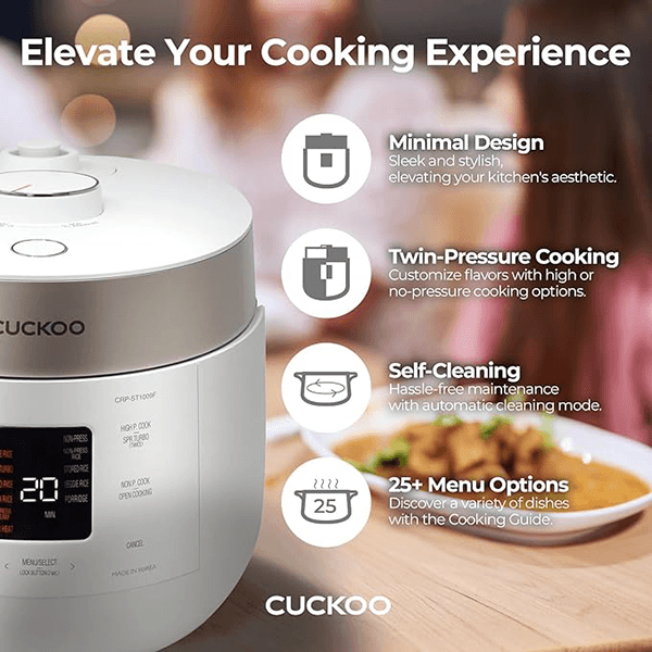 Thumbnail: Cuckoo Electric Pressure Rice Cooker – 6 Cups Matte White (CRP-ST0609FW)