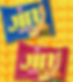Ottogi Jin Ramen Mild and Jin Ramen Spicy instant noodle packages displayed on a yellow background.