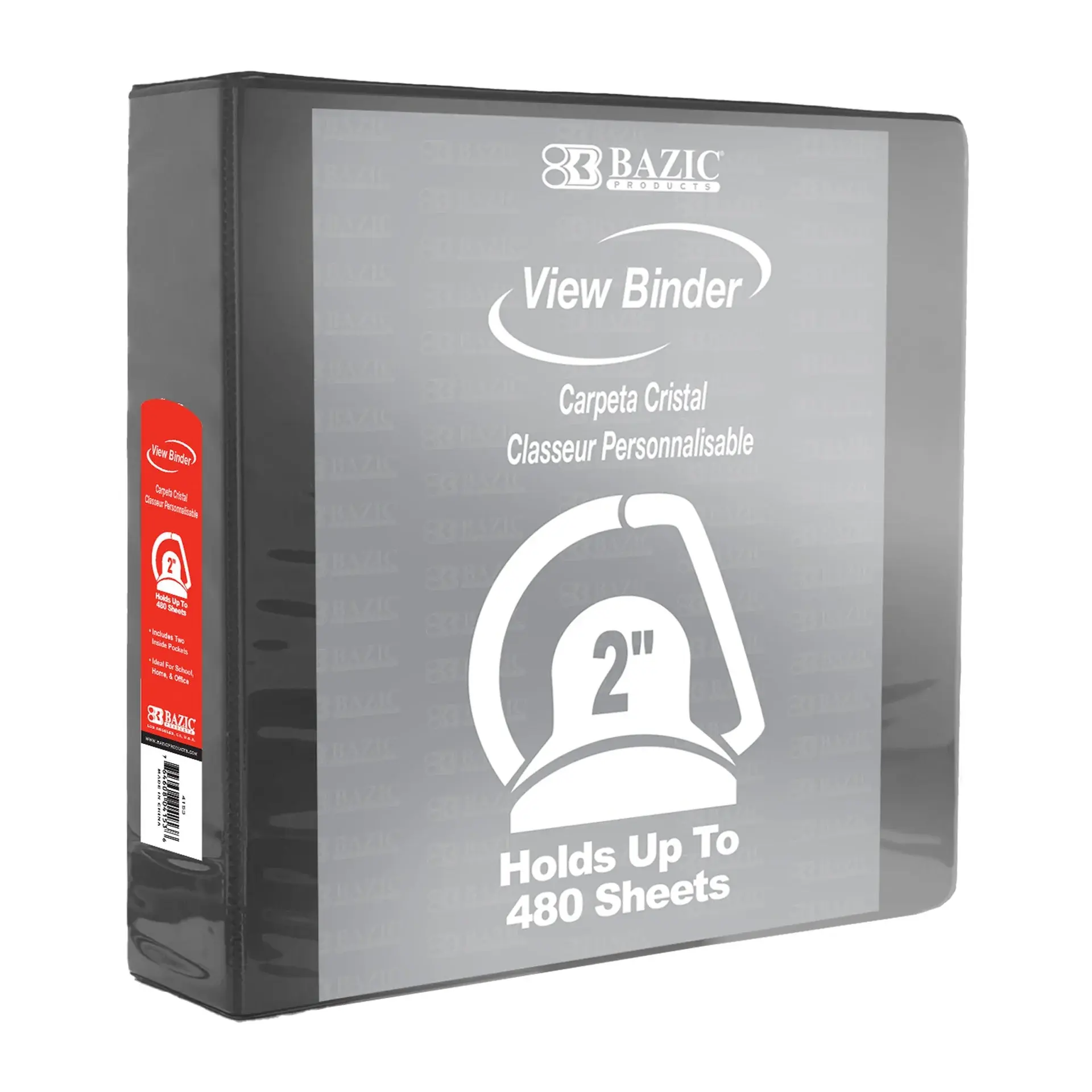 BAZIC Binder View 2" Black Slant-D Ring w/ 2 Pockets