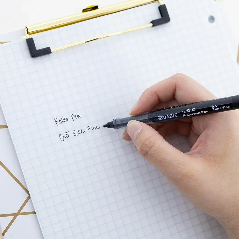 Thumbnail: BAZIC Norte Black Needle-Tip Rollerball Pen – 3 Pack