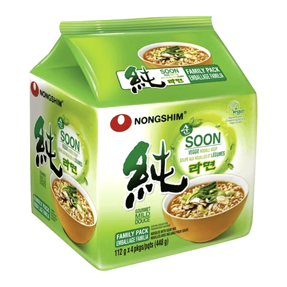Nongshim Soon Veggie Ramen – 4 Pack, 18.5 oz (524.46 g)