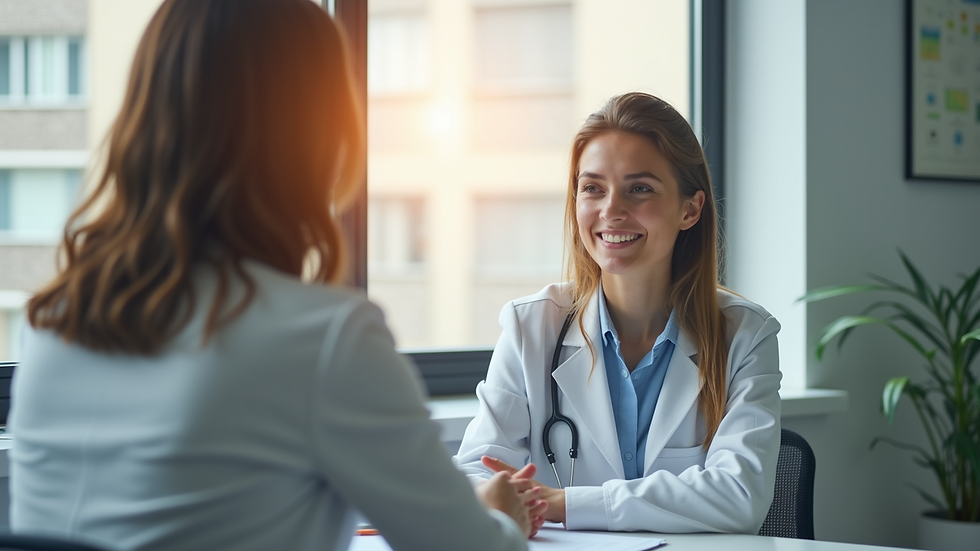 Plano medio de una consulta psicológica en un consultorio acogedor