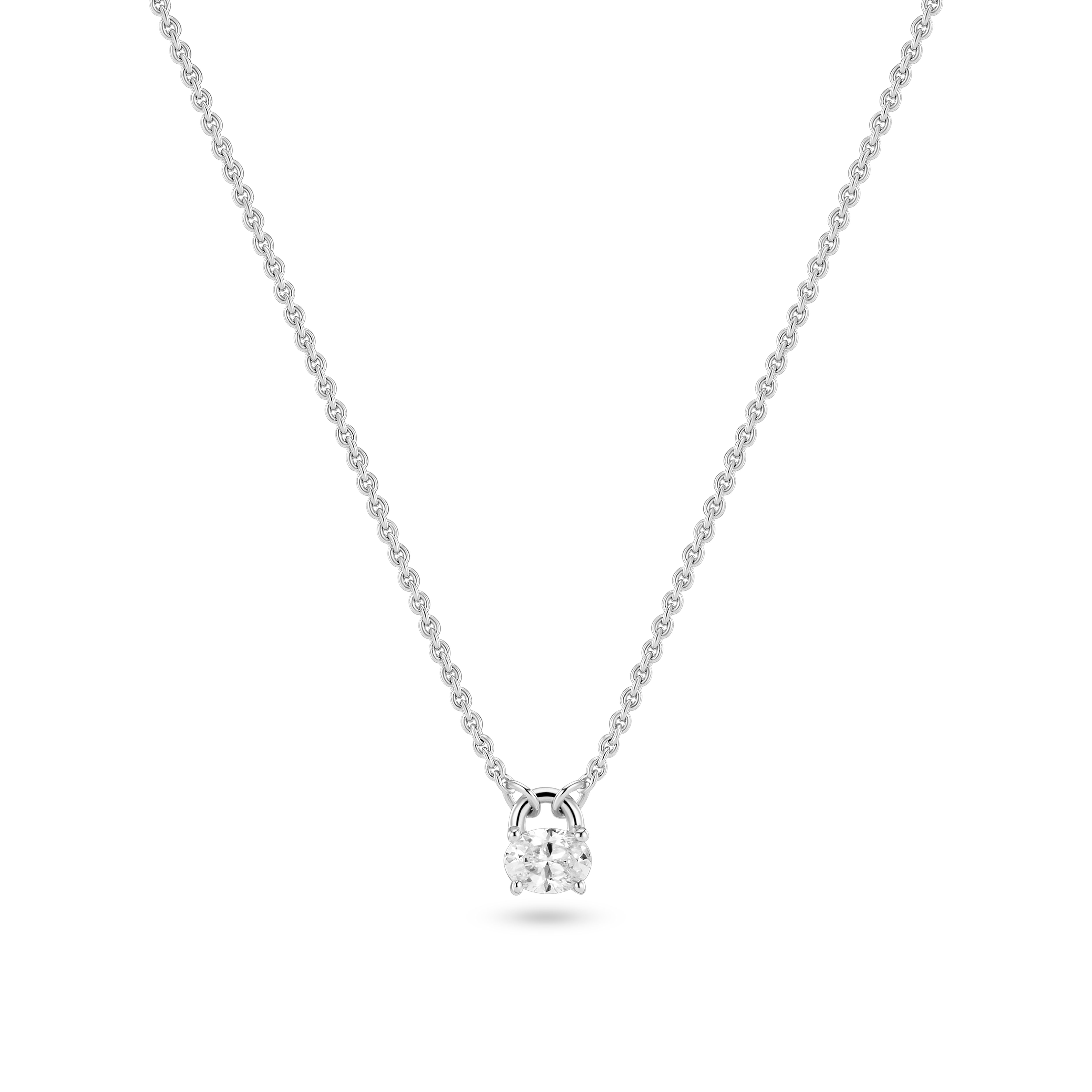 Ovale Necklace with white CZ in Silver