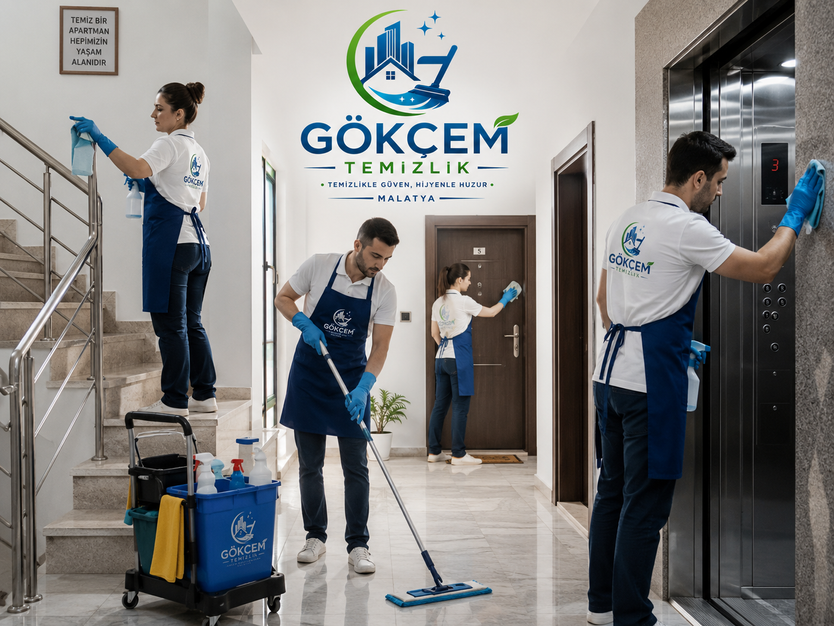 Gökçem Temizlik Şirketi, Malatya’da apartman temizliği hizmeti sunan profesyonel ekip ile apartman girişleri, merdivenler, korkuluklar ve ortak alanlarda düzenli, hijyenik ve güvenilir temizlik sağlayarak Malatya temizlik şirketleri arasında kaliteli hizmet sunar.