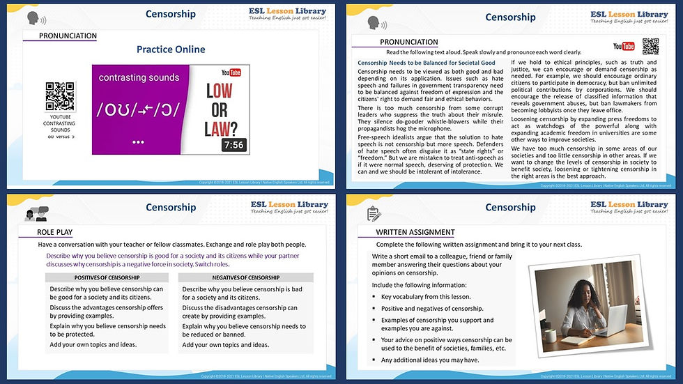 Thumbnail: CEFR B2 - C1  ADULT/TEEN CONVERSATION COURSE - UNIT 9 - CENSORSHIP