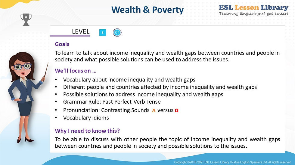 Thumbnail: CEFR B2 - C1  ADULT/TEEN CONVERSATION COURSE - UNIT 6 - WEALTH vs POVERTY