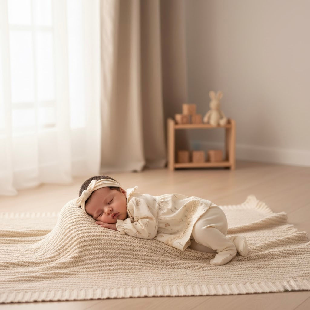 %100 organik sertifikalı pamuk kumaş 3'lü yenidoğan set - kız bebek
