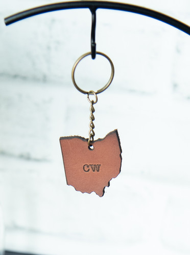 Personalized Leather Ohio Keychain | 3 Lucky Dogs Laser D