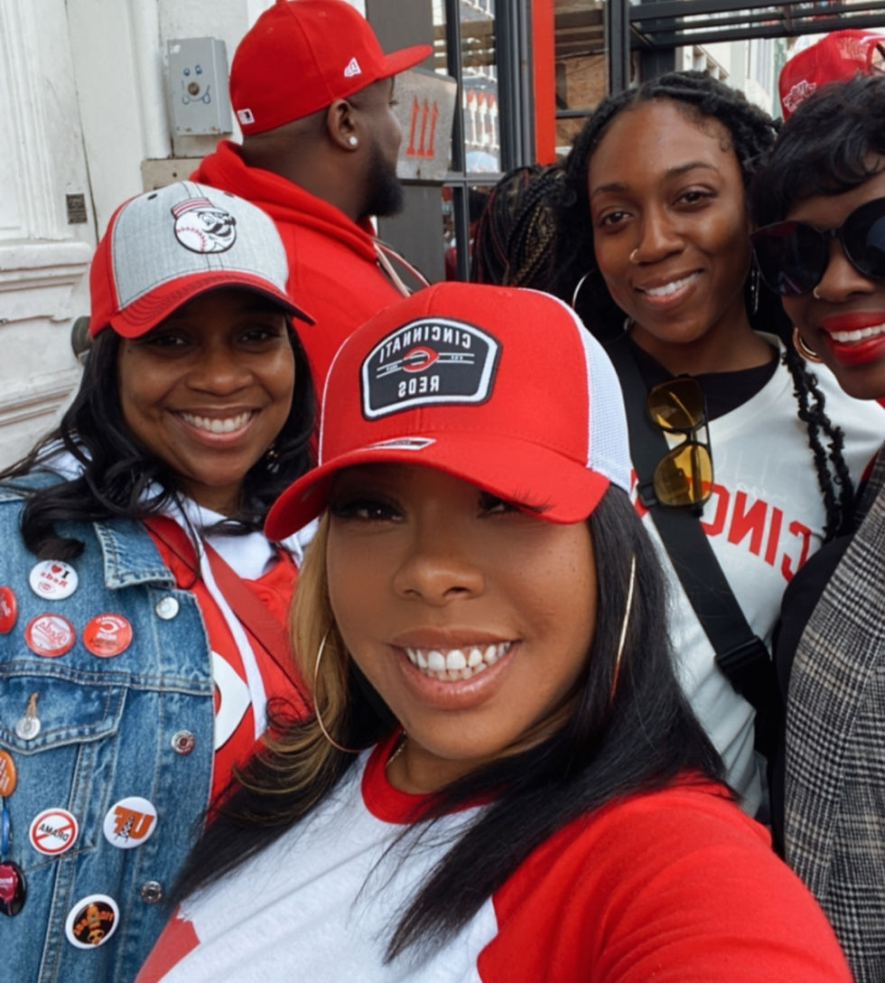Nequa at Cincinnati Reds Opening Day 2026 during the downtown parade and block party celebration in Cincinnati Ohio.