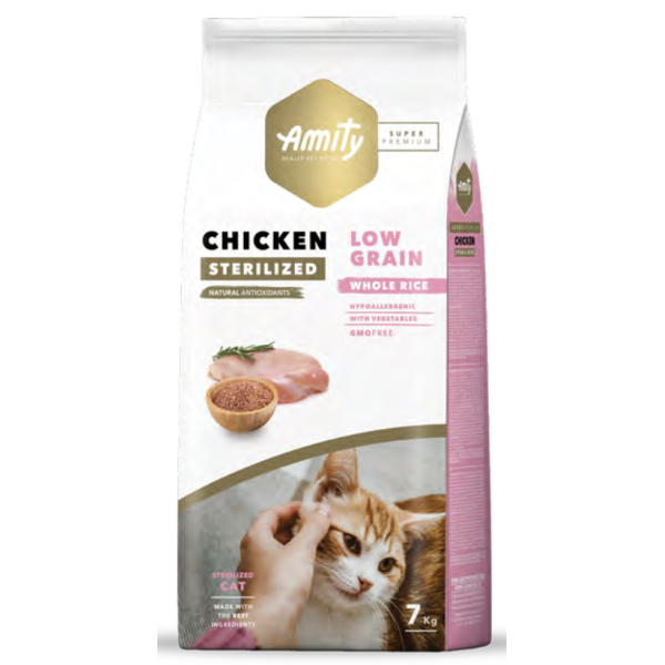 AMITY SUPER PREMIUM LOW GRAIN KEDİ TAVUK STERİLİZE 2 KG