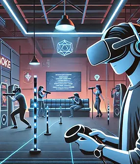 DALL·E 2025-03-18 11.45.30 - A simple yet dynamic indoor entertainment scene featuring vir