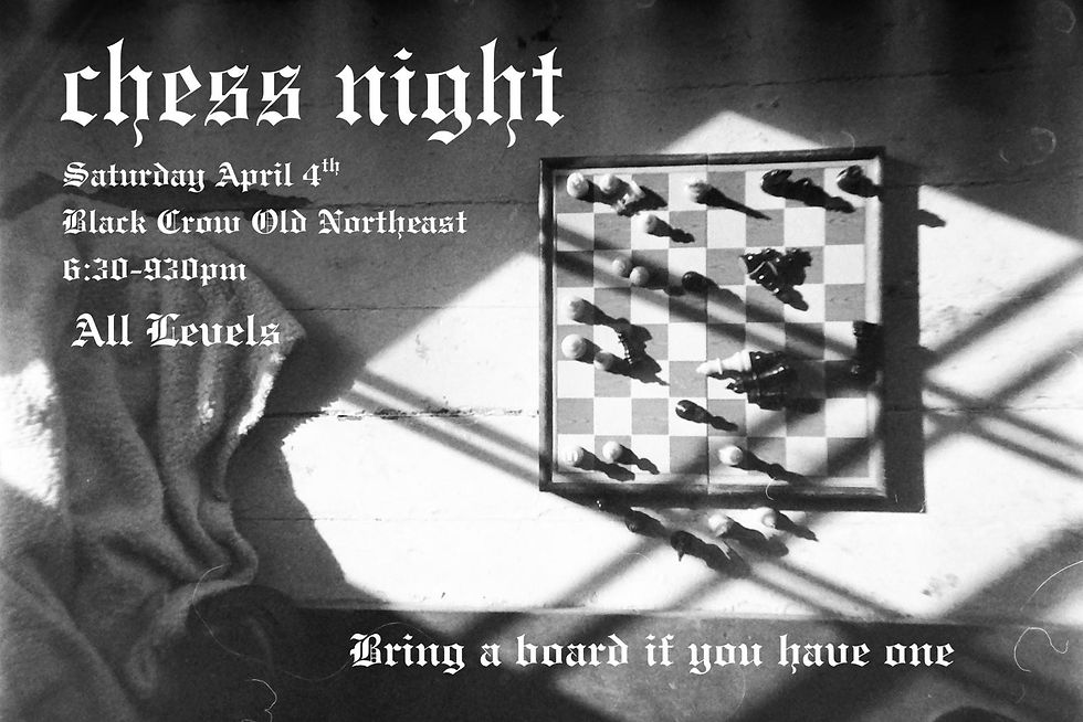 👥 Chess Night at Black Crow - Member Event Proudly Supported by WCCSP