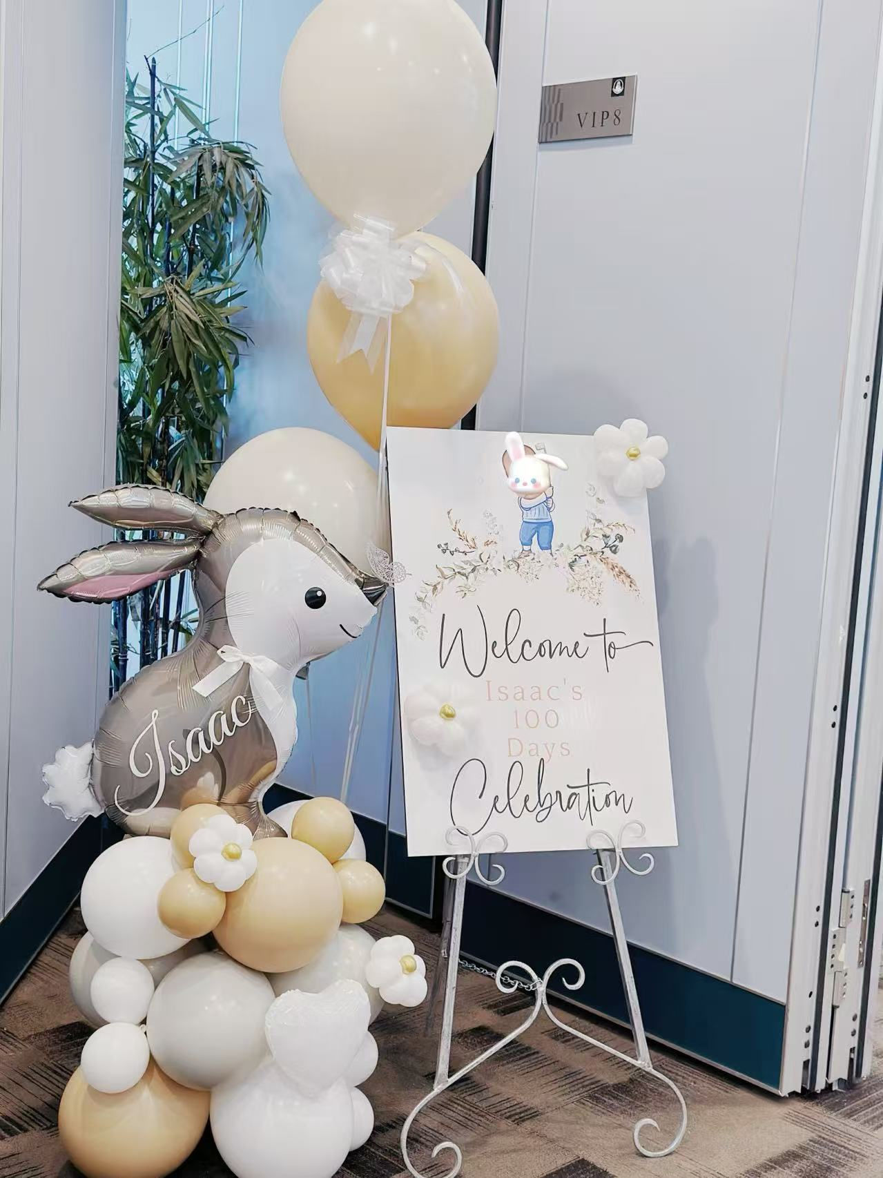 Silver Welcome Stand with Custom Signage