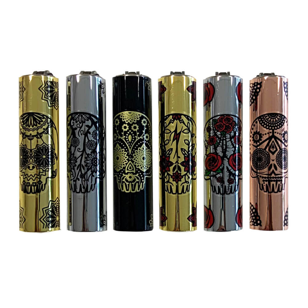 Clipper Lighters Metal Mexican Skulls