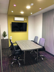 Use our ground floor meeting room for 4 people. Sound proof for discreet meetings and also includes Teams and Zoom meeting screen and web camera. Use our large screen TV to cast presentations from your laptop or phone. This room has climate control for the comfort of visitors. Free tea and coffee included.