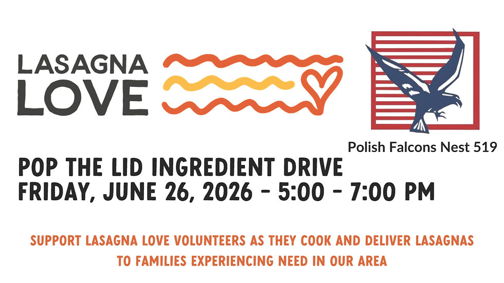 Lasagna Love Happy Hour Friday, June 26, 2026 - 5:00 - 7:00 pm