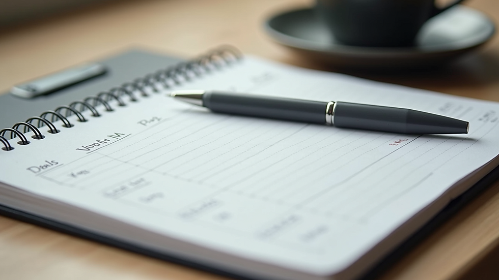 Close-up view of a planner and pen on a table with notes about NDIS goals