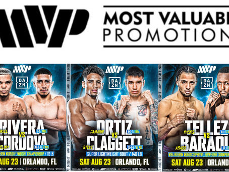 WBA INTERIM CHAMPION YOENIS TELLEZ VS. #1 WBA CONTENDER ABASS BARAOU SET FOR CO-MAIN EVENT OF MVP FIGHT NIGHT IN ORLANDO ON SATURDAY, AUGUST 23, AVAILABLE GLOBALLY ON DAZN.