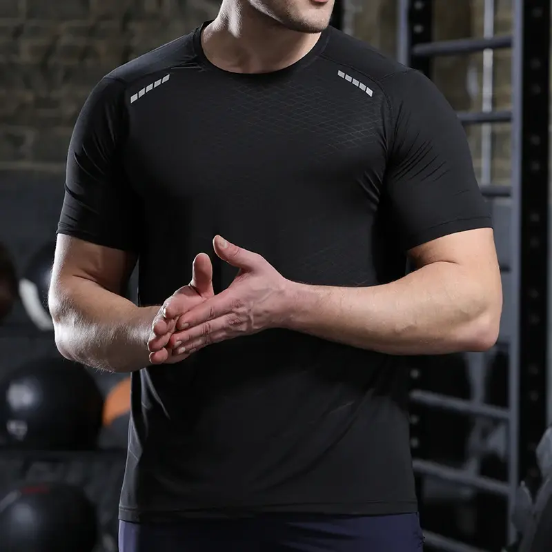 Thumbnail: Men Thin Ice Silk Tops Running Short-sleeved Sports T-shirt Gym Fitness Muscle T