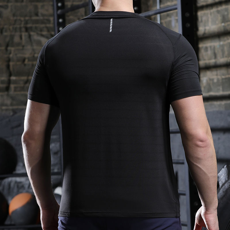 Thumbnail: Men Thin Ice Silk Tops Running Short-sleeved Sports T-shirt Gym Fitness Muscle T