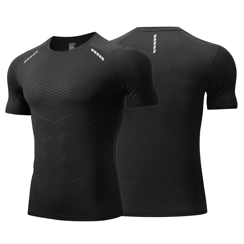 Thumbnail: Men Thin Ice Silk Tops Running Short-sleeved Sports T-shirt Gym Fitness Muscle T