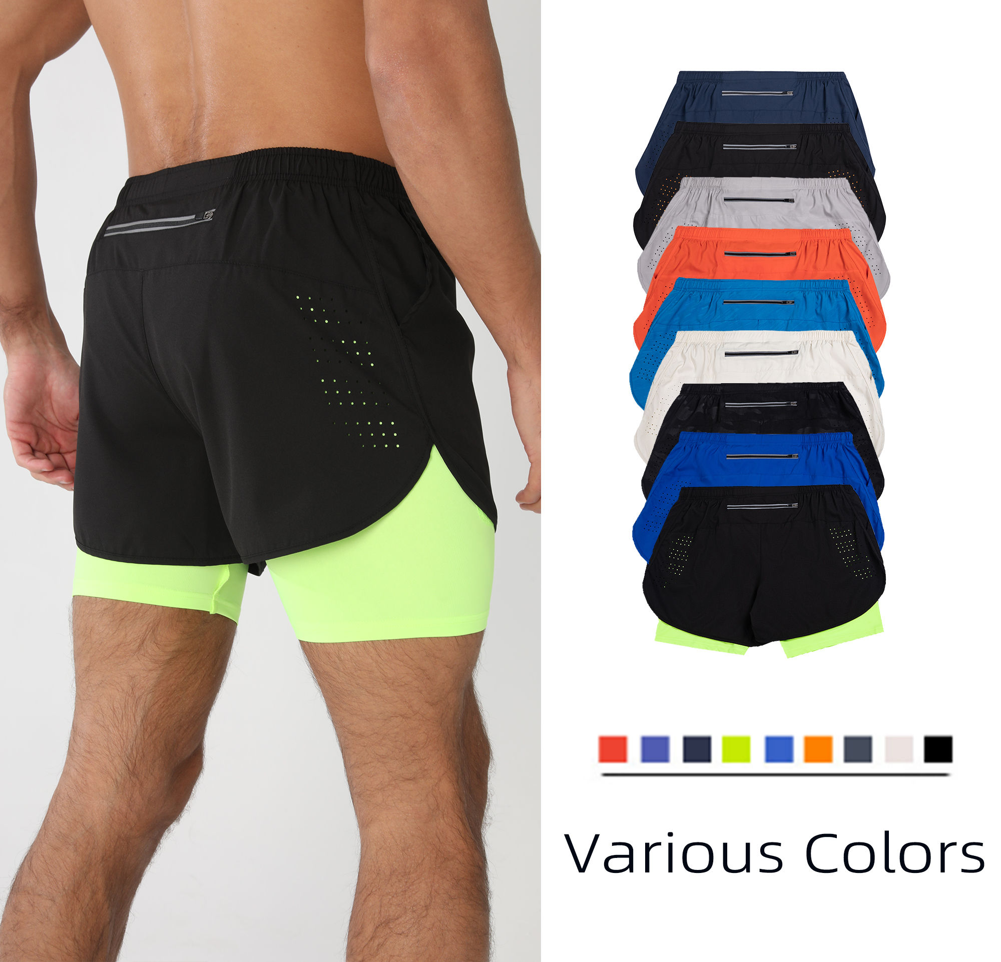 Gym Shorts Men Running Shorts with Liner Pockets Towel Loop Quick Dry Lightweigh