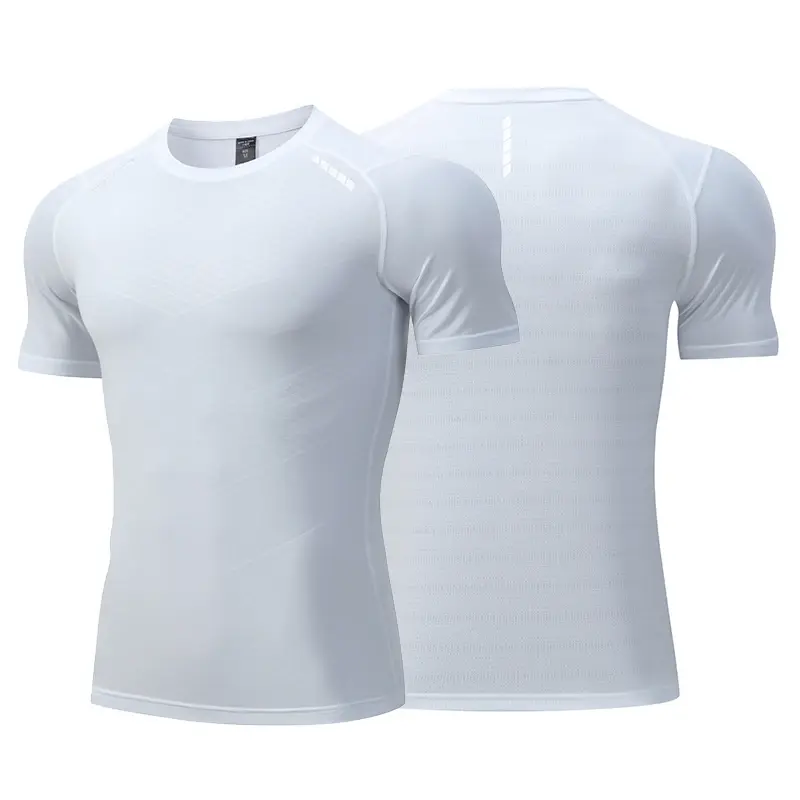 Thumbnail: Men Thin Ice Silk Tops Running Short-sleeved Sports T-shirt Gym Fitness Muscle T