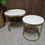 Thumbnail: Round White Marble & Gold Nest of Tables 
