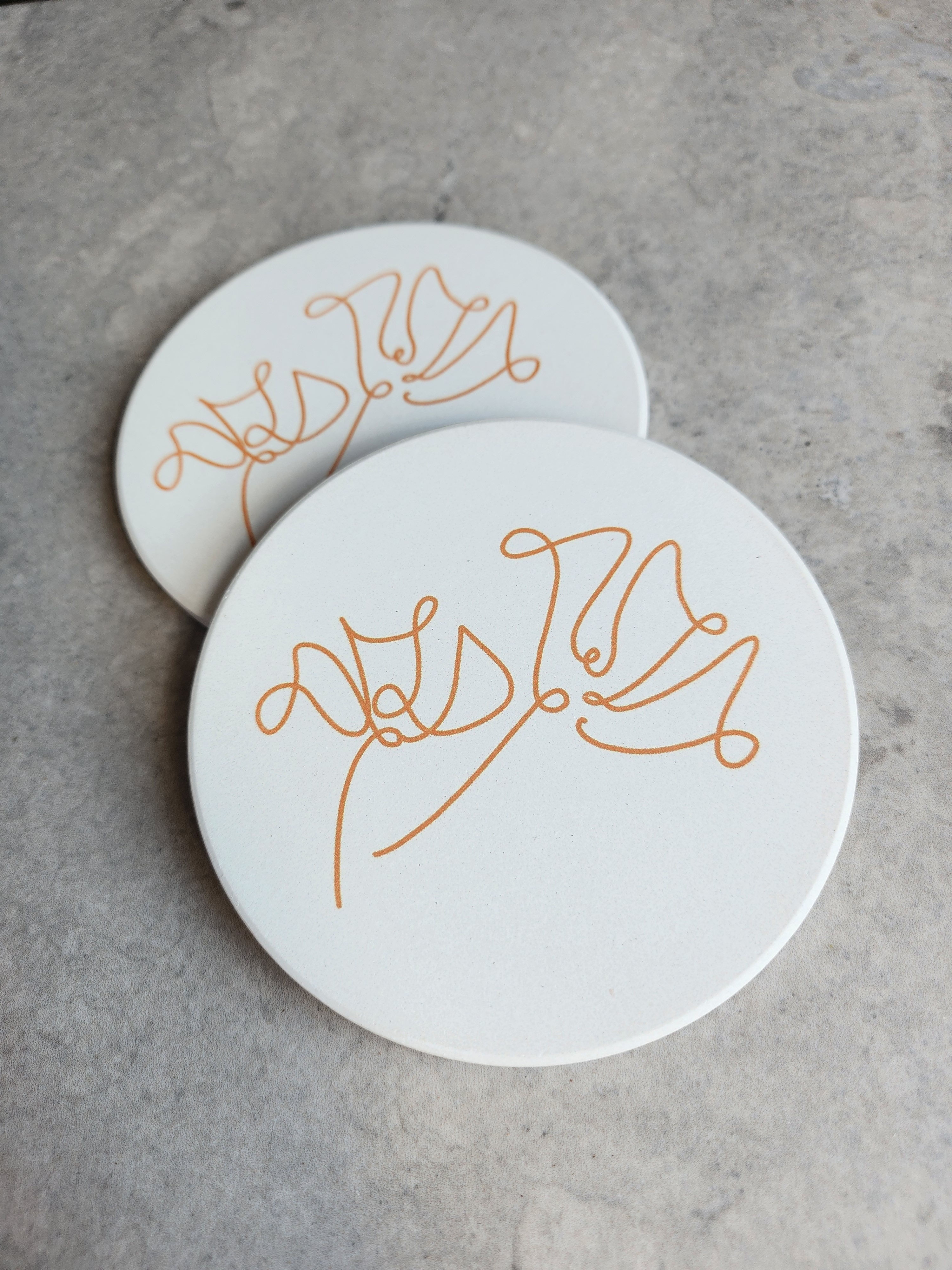 Stone Floral Coasters (2)