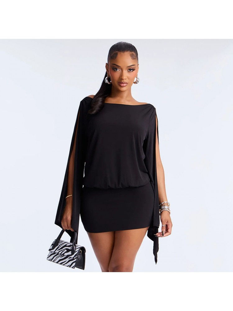 Thumbnail: Solid Color Ribbons Bateau Neckline Sleeveless Dress