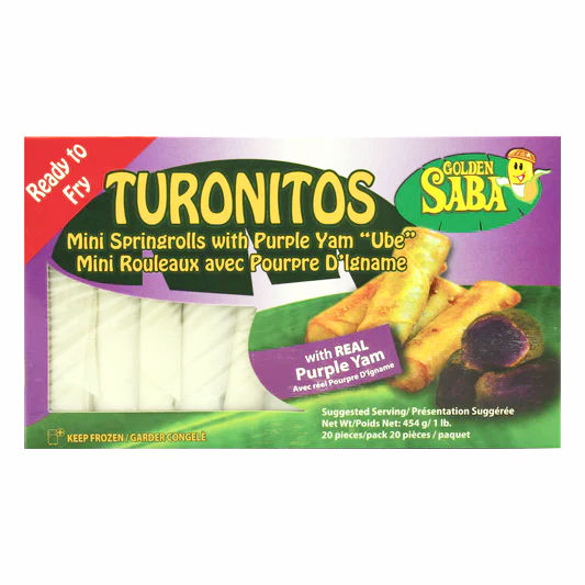 Golden Saba - Turonitos - Mini Saba Banana roll with Real Purple Yam "Ube - 1 LB