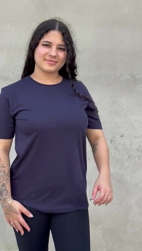 Miniatura: Camiseta Feminina Básica 100% Algodão Premium _ Azul Marinho