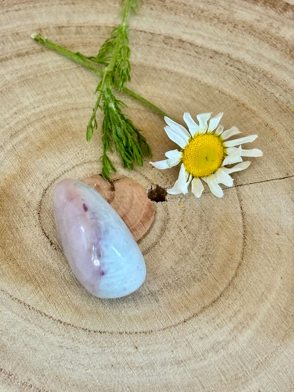 Thumbnail: Kunzerine. A dreamy combination of Kunzite/Aquamarine Tumblestone.