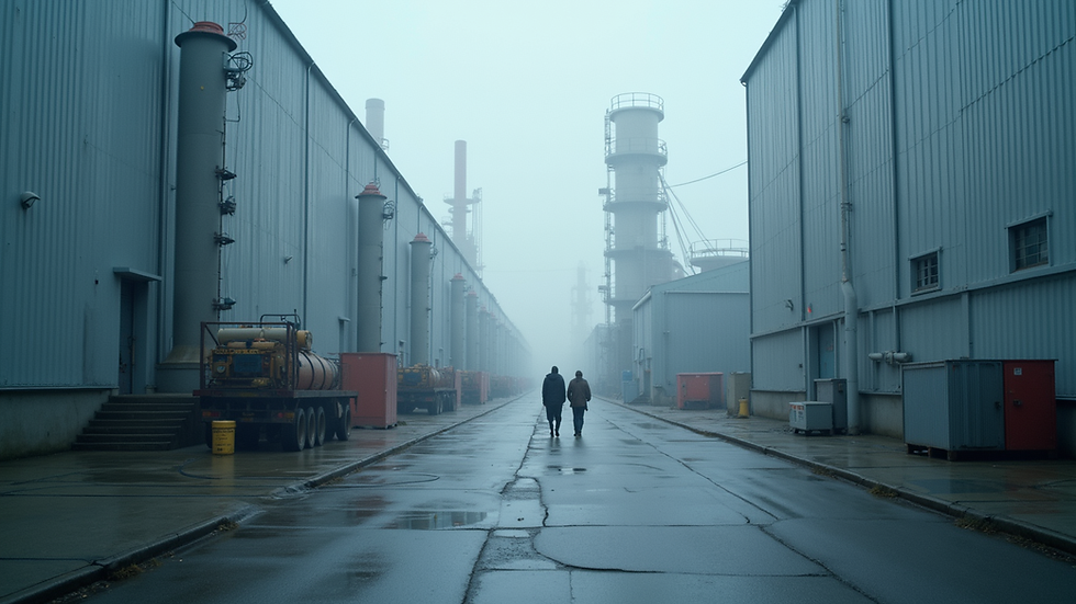 Wide angle view of a modern industrial facility