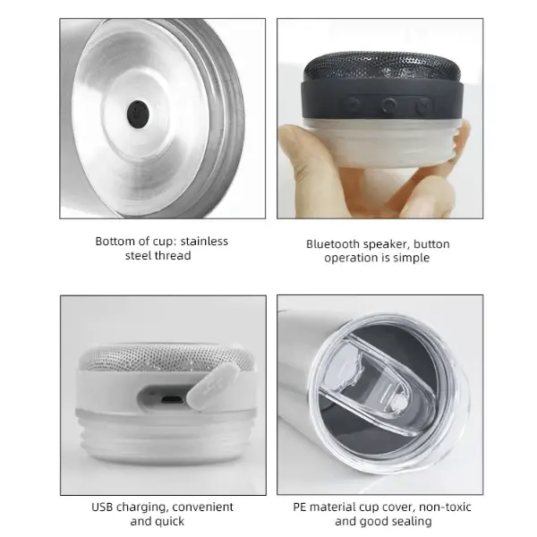 Thumbnail: 20oz Straight Skinny Sublimation Bluetooth Speaker Tumbler Bluetooth Tumbler