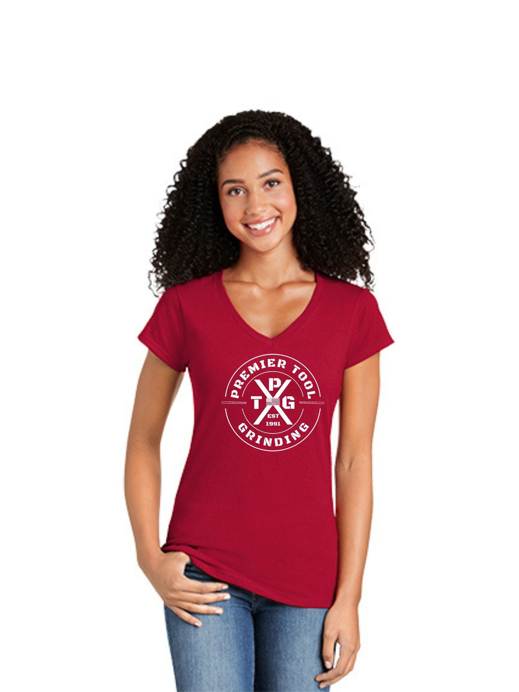 PTG X White logo Womens v neck