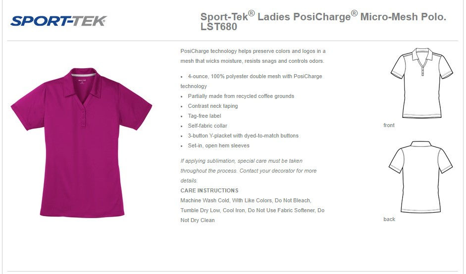 Thumbnail: LST680 Ladies PosiCharge® Micro-Mesh Polo with Logos